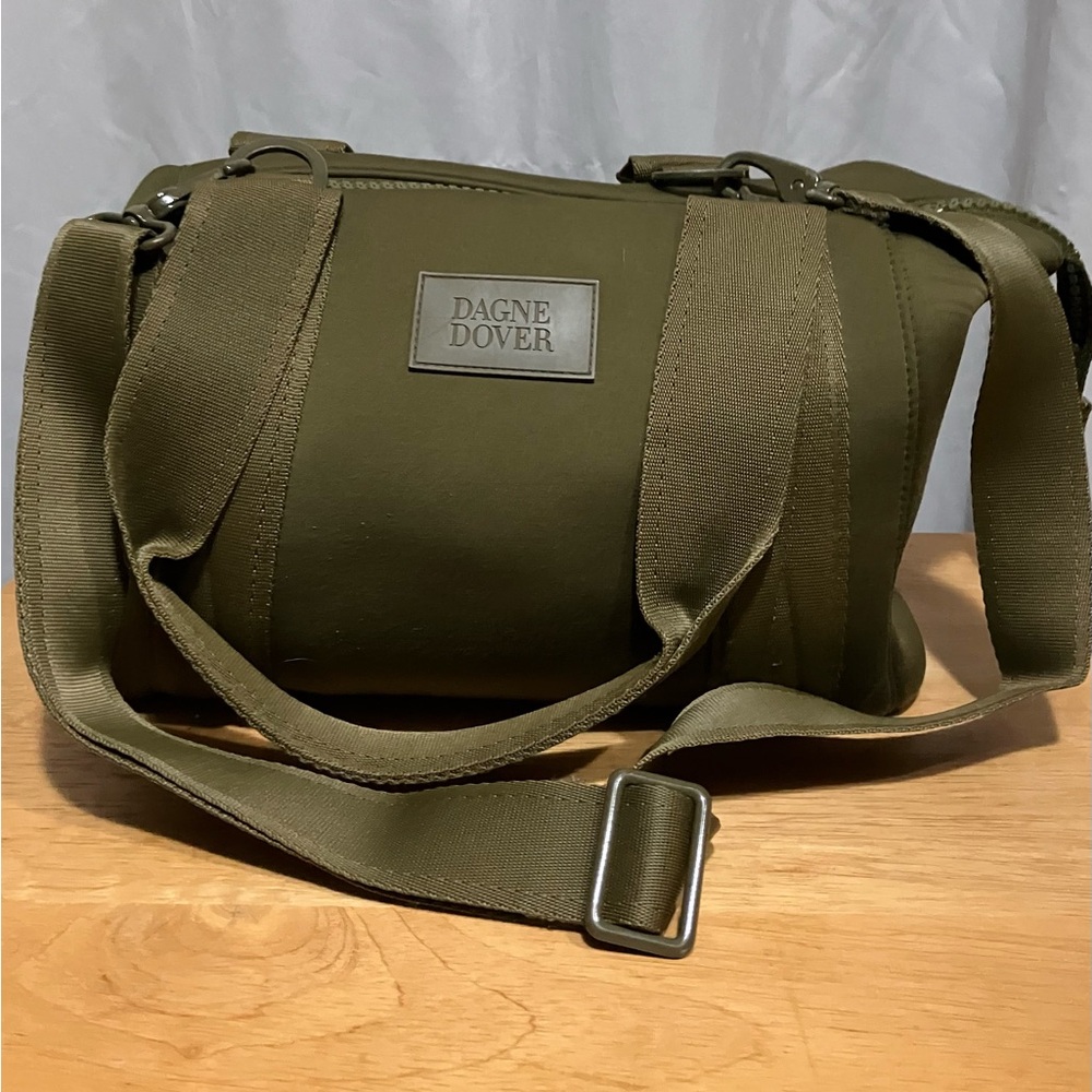 Dagne Dover Green Duffel Bag with Adjustable Strap